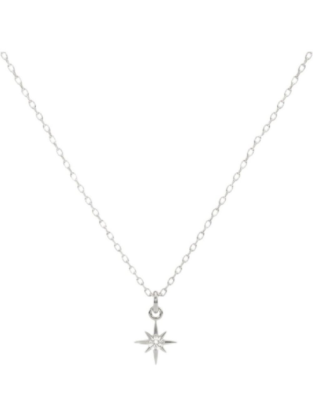 Dainty Silver North Star Necklace with CZ Pendant - Elegant Women's Jewelry
